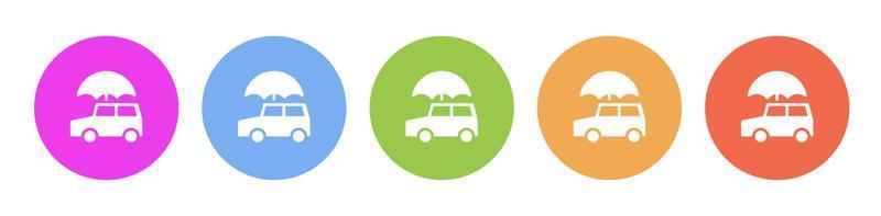 Multi colored flat icons on round backgrounds. Auto, car, insurance multicolor circle vector icon on white background