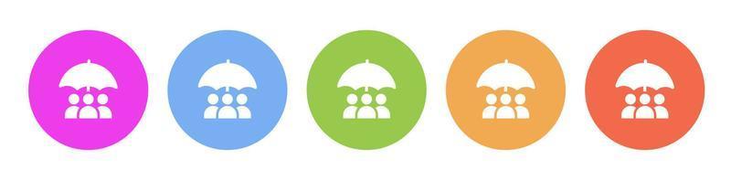 Multi colored flat icons on round backgrounds. Business, employee, group, insurance multicolor circle vector icon on white background