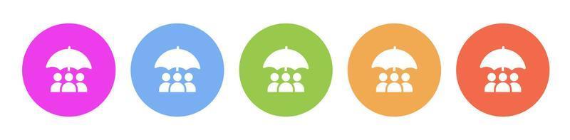 Multi colored flat icons on round backgrounds. Business, employee, group, insurance multicolor circle vector icon on white background