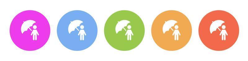 Multi colored flat icons on round backgrounds. Individual, insurance, personal, umbrella multicolor circle vector icon on white background