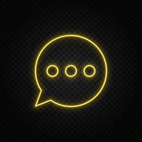 chat, chat bubble yellow neon icon. Dark background. Yellow neon vector icon on dark background