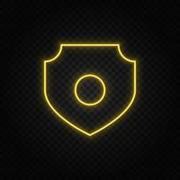 antivirus, security yellow neon icon. Dark background. Yellow neon vector icon on dark background