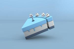 Blue cake a happy birthday concept. 3d render photo