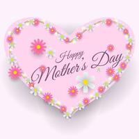 happy mother's day vector design with flowers and heart shape for greeting card, social media post, banner, poster, etc.