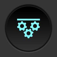 Dark button icon Mass production process. Button banner round badge interface for application illustration on darken background vector
