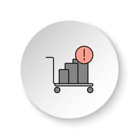 Round button for web icon, trolley, dray. Button banner round, badge interface for application illustration on white background vector