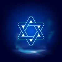 Judaism symbol neon icon. Blue smoke effect blue background vector