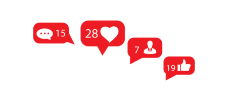 soltero social medios de comunicación icono rojo y blanco con humano símbolos, gustos, corazones y charlar. png