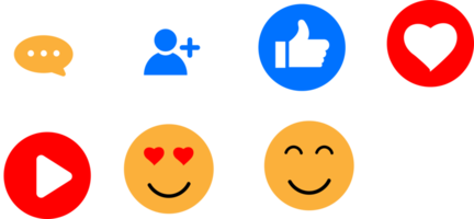 Icon for social media with human symbol, like, heart and chat. png