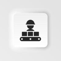 Mass production, conveyor neumorphic style vector icon. Simple element illustration from UI concept. Mass production, conveyor neumorphic style vector icon. Infographic concept on white