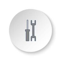 Round button for web icon, tools. Button banner round, badge interface for application illustration on white background vector