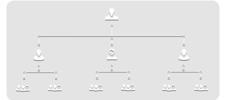 organizativo gráfico con humano íconos con blanco interconectado líneas png