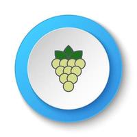 Round button for web icon, grapes. Button banner round, badge interface for application illustration on white background vector