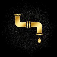 Pipes, water gold, icon. Vector illustration of golden particle on gold vector background