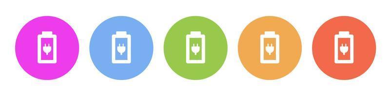 Multi colored icon charge battery. Button banner round badge interface for application illustration on white background vector