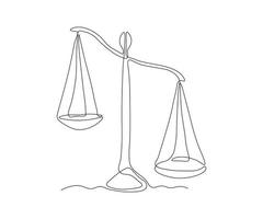 abstract Scales, Balance, Justice, Subordination Continuous On Line Drawing vector