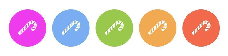 Multi colored flat icons on round backgrounds. candycane multicolor circle vector icon on white background
