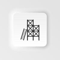 Scaffolding vector neumorphic icon isolated on transparent background, Scaffolding logo concept. Ladder, scaffold, stairs, steps neumorphic icon on white background