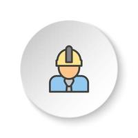 Round button for web icon, architect, construction worker. Button banner round, badge interface for application illustration on white background vector