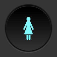 Round button icon Woman. Button banner round badge interface for application illustration on dark background vector