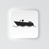 Rectangle button icon Boat. Button banner Rectangle badge interface for application illustration on neomorphic style on white background vector