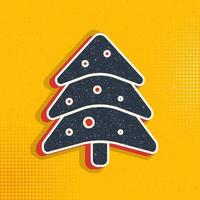 Cristmas tree pop art style vector icon. Vector pop art style vector icon