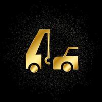 Car, evacuation, insurance, towing gold, icon. Vector illustration of golden particle background . Vector gold background