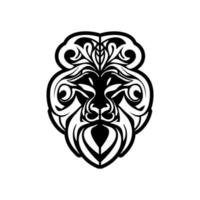 Vector illustration of black and white lion logo.