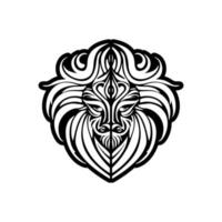 vector logo de un negro y blanco león.