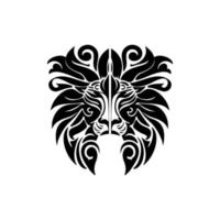 Vector logo of a black and white lion.