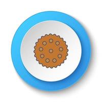 Round button for web icon, biscuit. Button banner round, badge interface for application illustration on white background vector