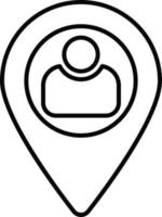 Line vector icon user, location. Outline vector icon on white background