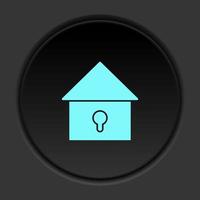 Round button icon Locked house. Button banner round badge interface for application illustration on dark background vector