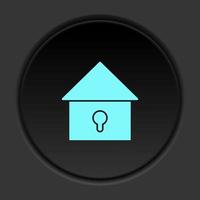 Round button icon Locked house. Button banner round badge interface for application illustration on dark background vector