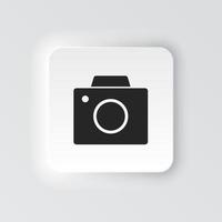 Rectangle button icon Old digital camera. Button banner Rectangle badge interface for application illustration on neomorphic style on white background vector