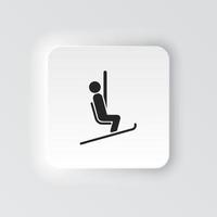 Rectangle button icon Chairlift. Button banner Rectangle badge interface for application illustration on neomorphic style on white background vector