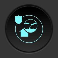 Dark button flat icons on round backgrounds. Building construction insurance dark circle vector icon on darken background