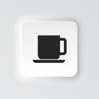 Rectangle button icon Coffee cup. Button banner Rectangle badge interface for application illustration on neomorphic style on white background vector