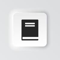 Rectangle button icon Book. Button banner Rectangle badge interface for application illustration on neomorphic style on white background vector