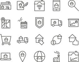 growth, market, price, real estate set vector icons. Real estate icon set. Simple Set of Real Estate Related Vector Line Icons. Contains such Icons as Map, Plan, Bedrooms, Area, Bell and more. Editabl