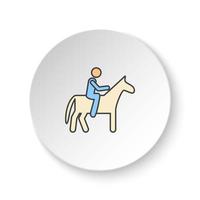 Round button for web icon, Horse, man. Button banner round, badge interface for application illustration on white background vector