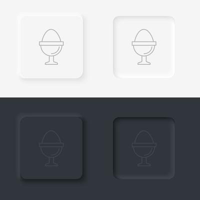 Neumorphic style black and white set food and drink vector icon. Egg vector icon, breakfast food symbol. Modern, simple flat vector illustration for web site or mobile app icon set