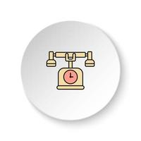 Round button for web icon, telephone, time. Button banner round, badge interface for application illustration on white background vector