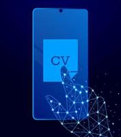 cv touch phone. Polygon style touch phone vector illustration