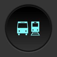 redondo botón icono autobús tren. botón bandera redondo Insignia interfaz para solicitud ilustración en oscuro antecedentes vector