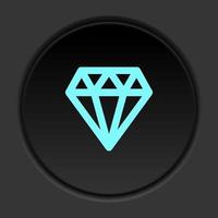 Round button icon Diamond. Button banner round badge interface for application illustration on dark background vector