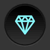 Round button icon Diamond. Button banner round badge interface for application illustration on dark background vector