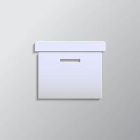 Office box paper style, icon. Grey color vector background- Paper style vector icon.