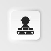 Mass production, conveyor neumorphic style vector icon. Simple element illustration from UI concept. Mass production, conveyor neumorphic style vector icon. Infographic concept on white