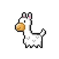 cute llama in pixel art style vector